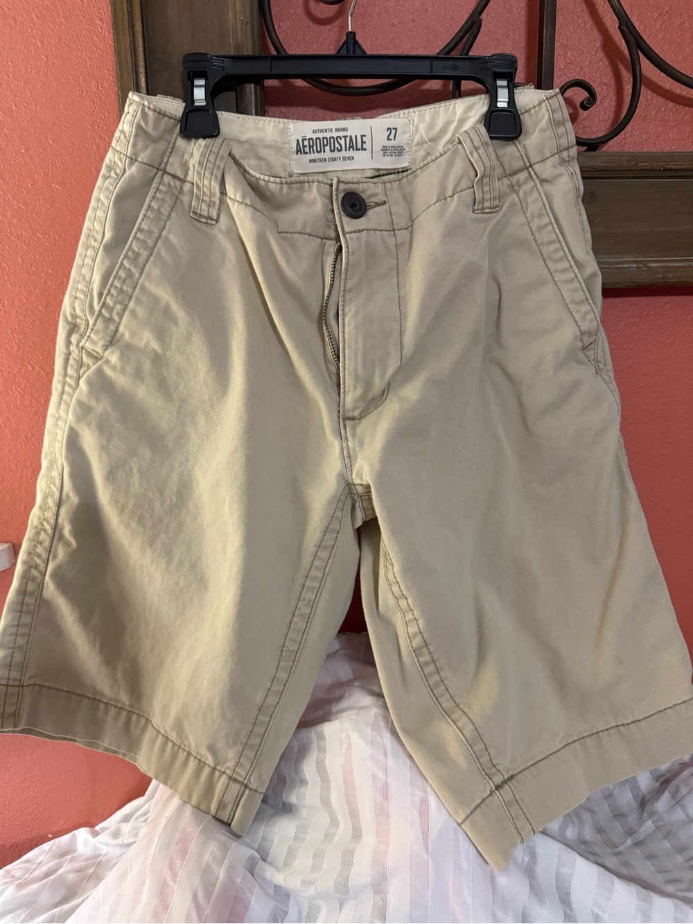Aeropostale Men's Khaki Tan Chino Shorts Size 27 v